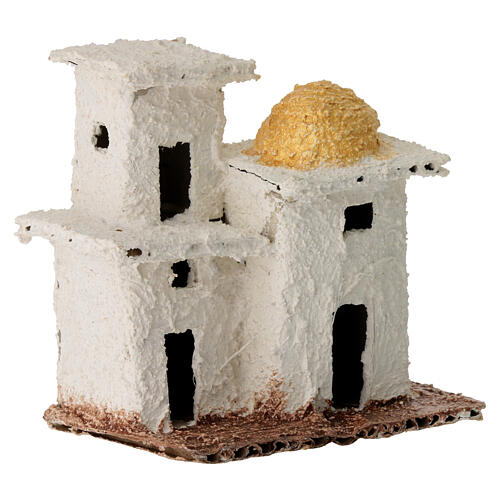 Miniature double house in Arabic style for 3 cm Neapolitan Nativity Scene, background setting, 10x10x5 cm 3