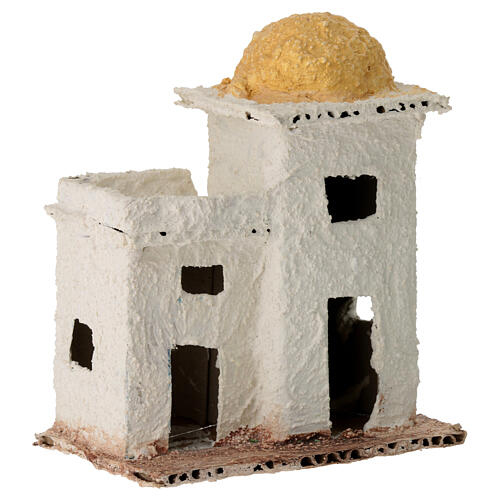 Double house in Arabic style for 4 cm Neapolitan Nativity Scene, background setting, 10x10x5 cm 3