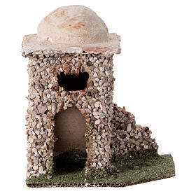 Miniature stone house in Arabic style for 4 cm Neapolitan Nativity Scene, background setting, 12x12x10 cm