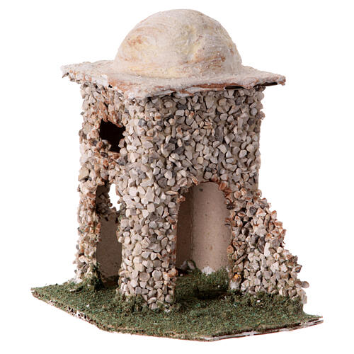 Miniature stone house in Arabic style for 4 cm Neapolitan Nativity Scene, background setting, 12x12x10 cm 2