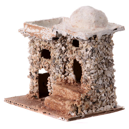 Miniatur-Haus mit Stufe und Steinmauerwerk, arabischer Stil, Krippenzubehör, für neapolitanische 3 cm Krippe, 10x10x5 cm 4