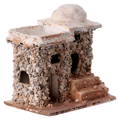 Miniatur-Haus mit Stufe und Steinmauerwerk, arabischer Stil, Krippenzubehör, für neapolitanische 3 cm Krippe, 10x10x5 cm 5