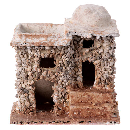 Miniature stone house with steps Neapolitan nativity scene 3 cm distances 10x10x5 cm 1
