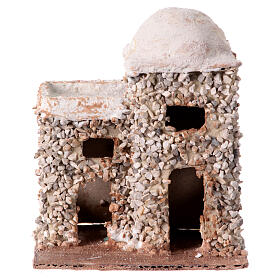 Miniatur-Doppelhaus mit Steinmauerwerk, arabischer Stil, Krippenzubehör, für neapolitanische 4 cm Krippe, 10x10x5 cm