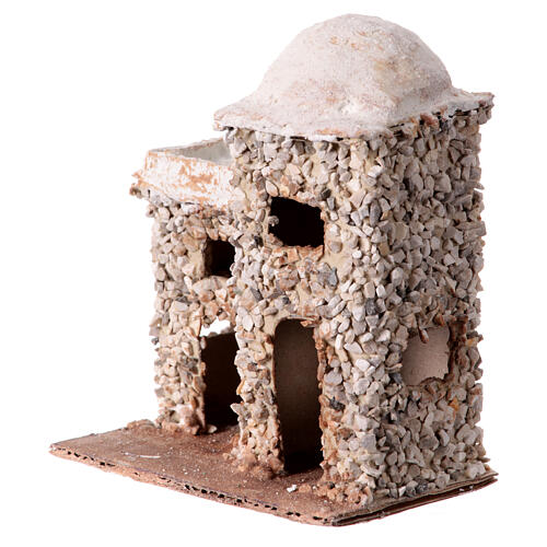 Miniatur-Doppelhaus mit Steinmauerwerk, arabischer Stil, Krippenzubehör, für neapolitanische 4 cm Krippe, 10x10x5 cm 2