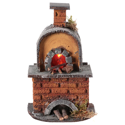 Oven with curved top and fire-effect light for 10 cm Neapolitan Nativity Scene, 15x10x5 cm 1