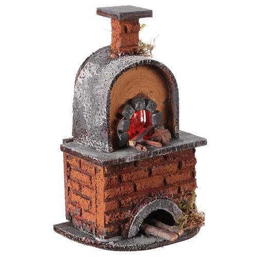 Oven with curved top and fire-effect light for 10 cm Neapolitan Nativity Scene, 15x10x5 cm 3