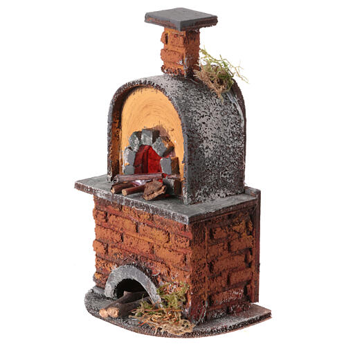 Forno tetto tondo presepe Napoli 10 cm lampadina effetto fuoco 15x10x5 cm 2