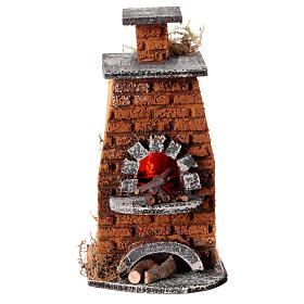 Corner oven with fire effect light for 10 cm Neapolitan Nativity Scene, 15x10x5 cm