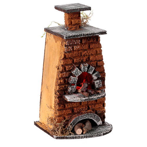 Corner oven with fire effect light for 10 cm Neapolitan Nativity Scene, 15x10x5 cm 3