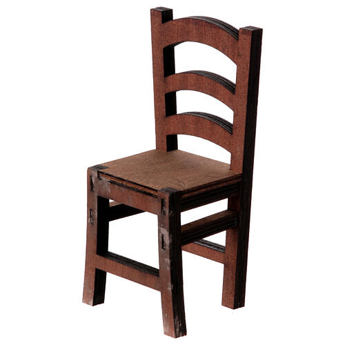 Cadeira madeira presépio napolitano 24-30 cm h real 15 cm 1