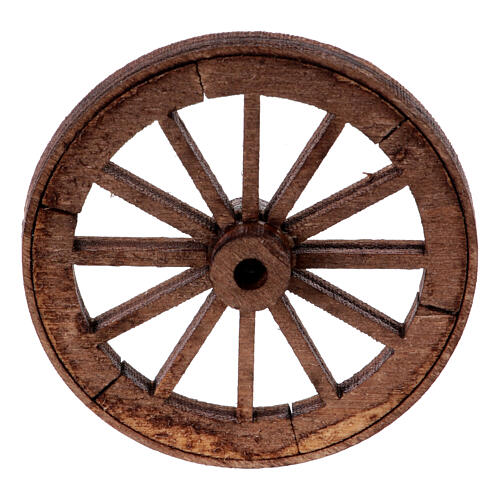 Rad mit Speichen aus Holz, Krippenzubehör, neapolitanischer Stil, 4,5 cm Durchmesser 1