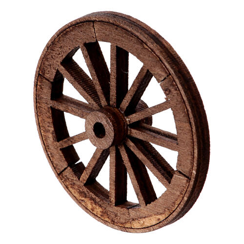 Rad mit Speichen aus Holz, Krippenzubehör, neapolitanischer Stil, 4,5 cm Durchmesser 2