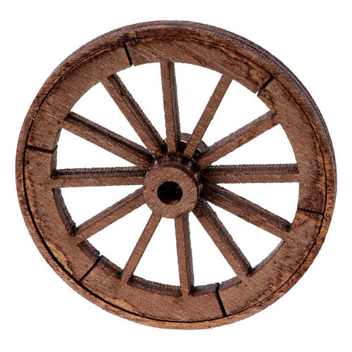 Rad mit Speichen aus Holz, Krippenzubehör, neapolitanischer Stil, 4,5 cm Durchmesser 3