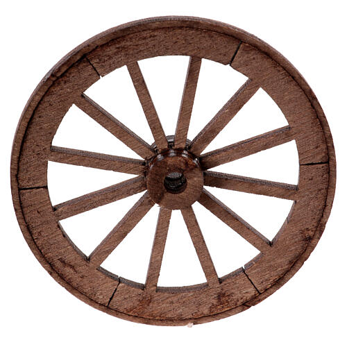 Rad mit Speichen aus Holz, Krippenzubehör, neapolitanischer Stil, 6,5 cm Durchmesser 1
