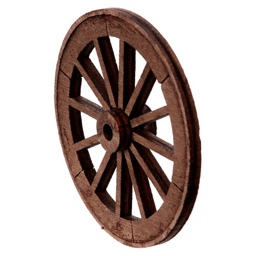 Rad mit Speichen aus Holz, Krippenzubehör, neapolitanischer Stil, 6,5 cm Durchmesser 2
