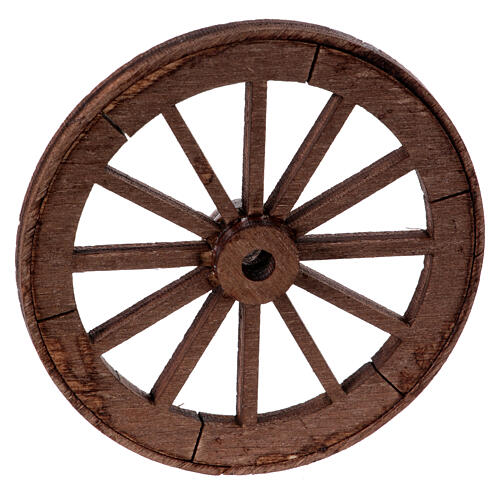 Rad mit Speichen aus Holz, Krippenzubehör, neapolitanischer Stil, 6,5 cm Durchmesser 3