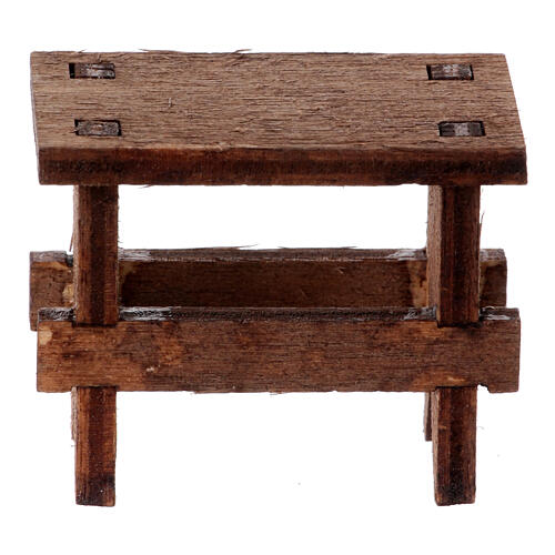 Sitzbank aus Holz, Krippenzubehör, neapolitanischer Stil, für 8 cm Krippe 1