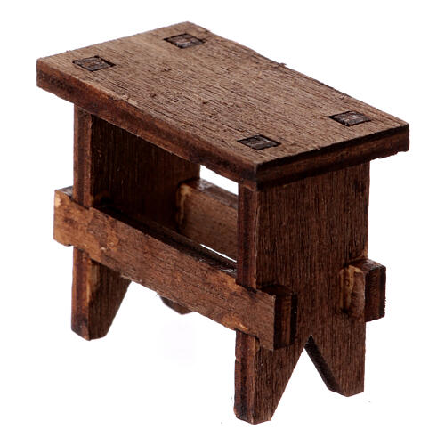 Sitzbank aus Holz, Krippenzubehör, neapolitanischer Stil, für 8 cm Krippe 2