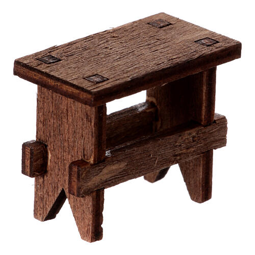 Sitzbank aus Holz, Krippenzubehör, neapolitanischer Stil, für 8 cm Krippe 3