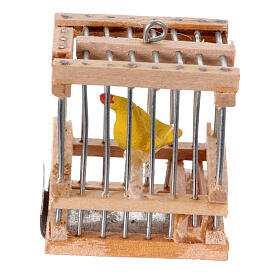 Käfig mit Kanarienvogel, Krippenzubehör, neapolitanischer Stil, für 12 cm Krippe, 3x3x3 cm