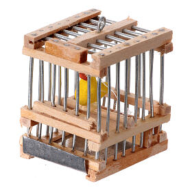 Käfig mit Kanarienvogel, Krippenzubehör, neapolitanischer Stil, für 12 cm Krippe, 3x3x3 cm