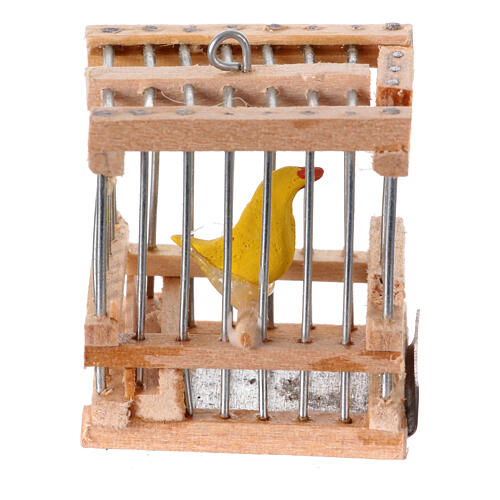 Käfig mit Kanarienvogel, Krippenzubehör, neapolitanischer Stil, für 12 cm Krippe, 3x3x3 cm 3