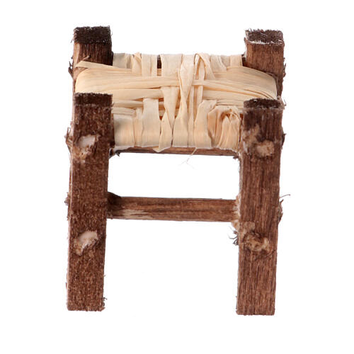 Stool for 4-6 cm Neapolitan Nativity Scene, wood and straw, real h. 2 cm 1