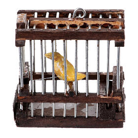 Käfig mit Kanarienvogel, Krippenzubehör, neapolitanischer Stil, für 12 cm Krippe, 4x4x3 cm