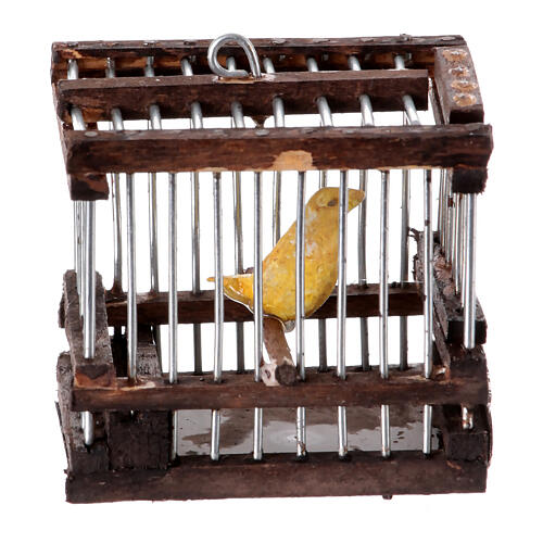 Käfig mit Kanarienvogel, Krippenzubehör, neapolitanischer Stil, für 12 cm Krippe, 4x4x3 cm 3