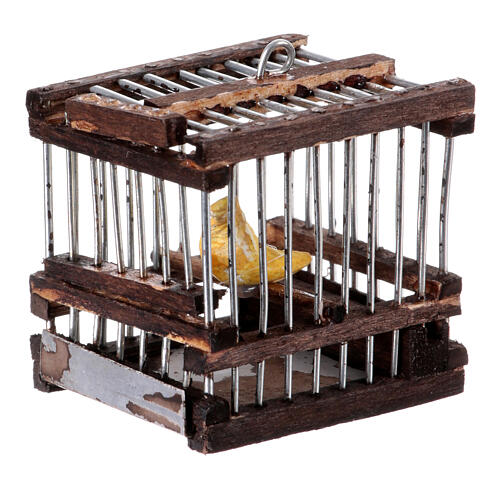 Canary cage for 12 cm Neapolitan Nativity Scene, opening door, 4x4x3 cm 2