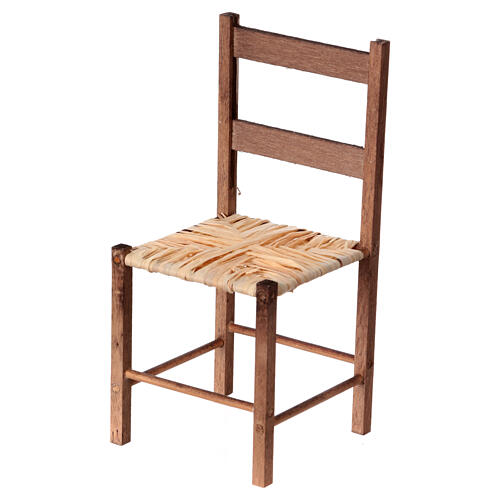 Cadeira de palha e madeira presépio napolitano 20-24 cm h 14 cm 1