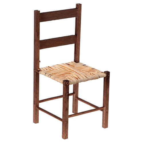 Cadeira de palha e madeira presépio napolitano 20-24 cm h 14 cm 2