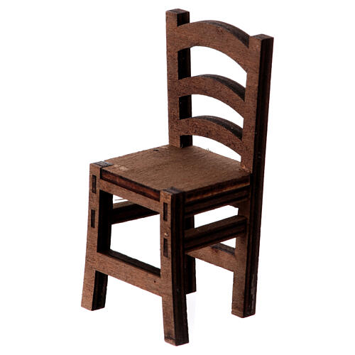 Krzesło z drewna, szopka z Neapolu 16 cm, h rzeczywista 10 cm 1