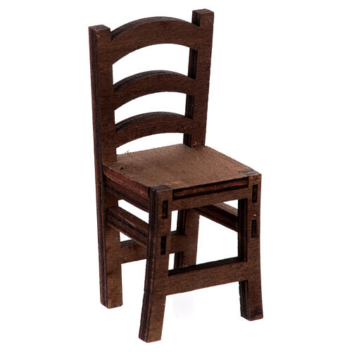Krzesło z drewna, szopka z Neapolu 16 cm, h rzeczywista 10 cm 2