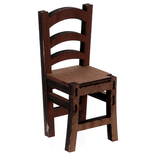 Krzesło z drewna miniatura, szopka z Neapolu 20 cm, h rzeczywista 13 cm 2