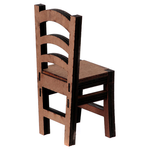 Krzesło z drewna miniatura, szopka z Neapolu 20 cm, h rzeczywista 13 cm 3
