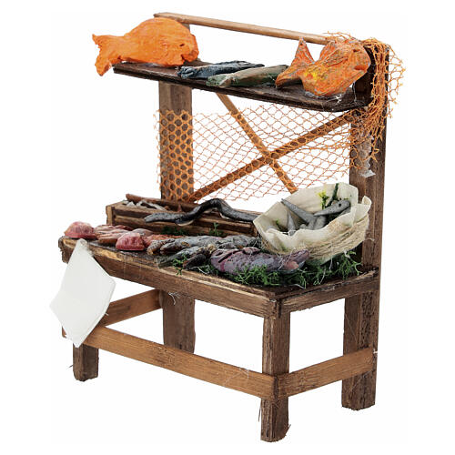 Fisch-Verkaufsstand, Krippenzubehör, neapolitanischer Stil, für 12 cm Krippe, 10x10x5 cm 3