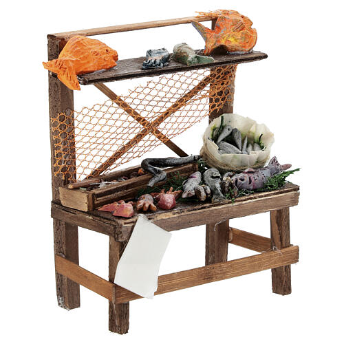 Fisch-Verkaufsstand, Krippenzubehör, neapolitanischer Stil, für 12 cm Krippe, 10x10x5 cm 4