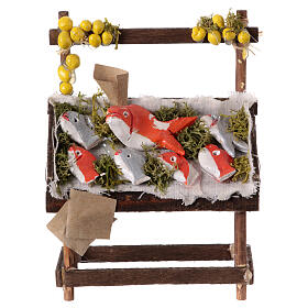 Fishmonger's stall with terracotta seafood for 12 cm Neapolitan Nativity Scene, 10x10x5 cm
