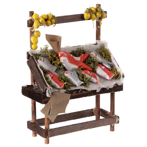 Fishmonger's stall with terracotta seafood for 12 cm Neapolitan Nativity Scene, 10x10x5 cm 3