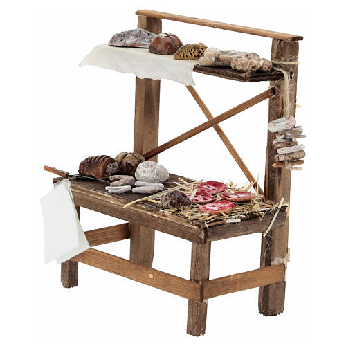 Verkaufsstand mit Gebäck, Krippenzubehör, neapolitanischer Stil, für 12 cm Krippe, 15x10x5 cm 3