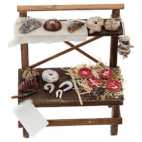 Baker's stall with terracotta food for 12 cm Neapolitan Nativity Scene, 15x10x5 cm