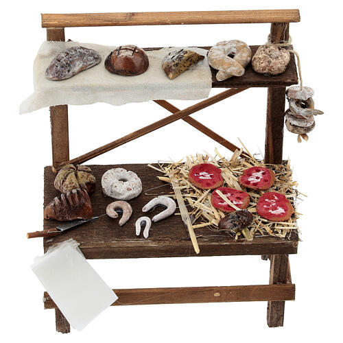 Étal boulanger crèche 12 cm Naples miniatures terre cuite 15x10x5 cm 2