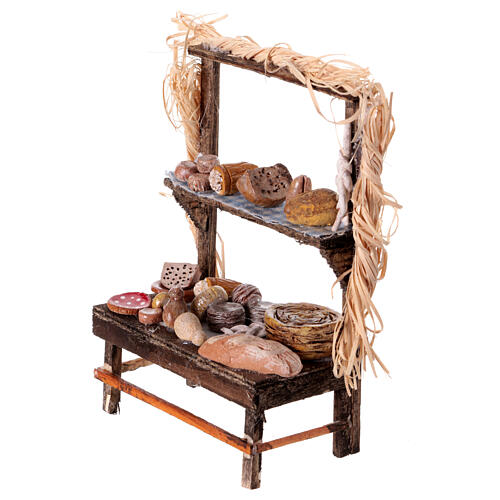 Banco panettiere presepe 12 cm Napoli miniature terracotta 15x10x5 cm 2