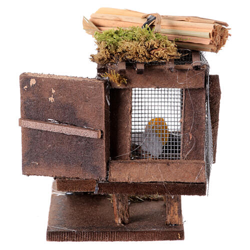 Pollaio legno con galline uova presepe 12 cm Napoli 10x10x10 cm 5