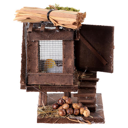 Wooden Henhouse with Hens and Eggs for 12 cm Naples Nativity Scene, 10x10x10 cm 4