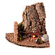 Scène feu de camp muret rocher crèche napolitaine 8 cm éclairé 10x10x5 cm s1
