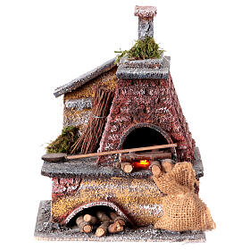 Illuminated oven for 12 cm Neapolitan Nativity Scene, painted cork, 20x15x10 cm