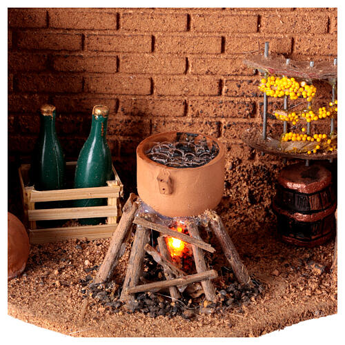 Setting with terracotta pot on a bonefire for 10 cm Neapolitan Nativity Scene, 20x25x20 cm 2